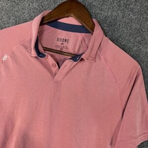 Rhone Delta Polo Shirt Mens Medium Rose Pink Short Sleeve Performance Golf